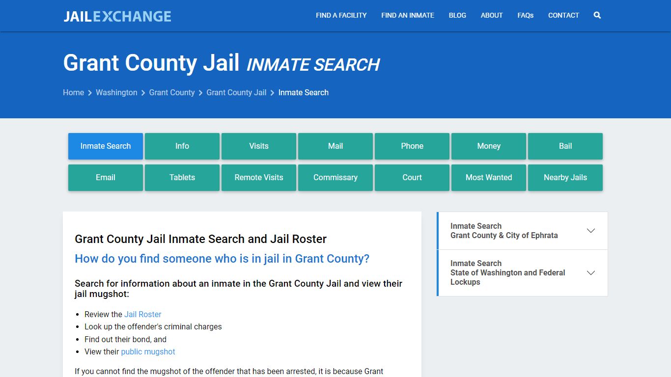 Inmate Search: Roster & Mugshots - Grant County Jail, WA