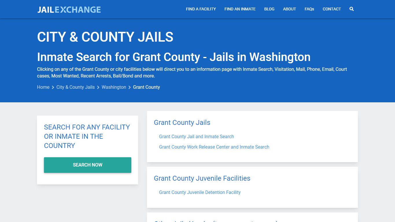 Inmate Search for Grant County | Jails in Washington - Jail Exchange